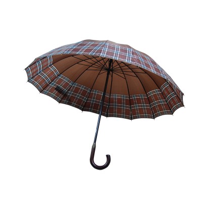 0124X16.1846  METAL STICK 16RIBS  WOOD IMITATION WITH RING